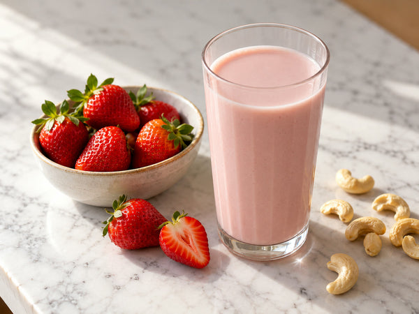 Aardbeien-cashewmelk